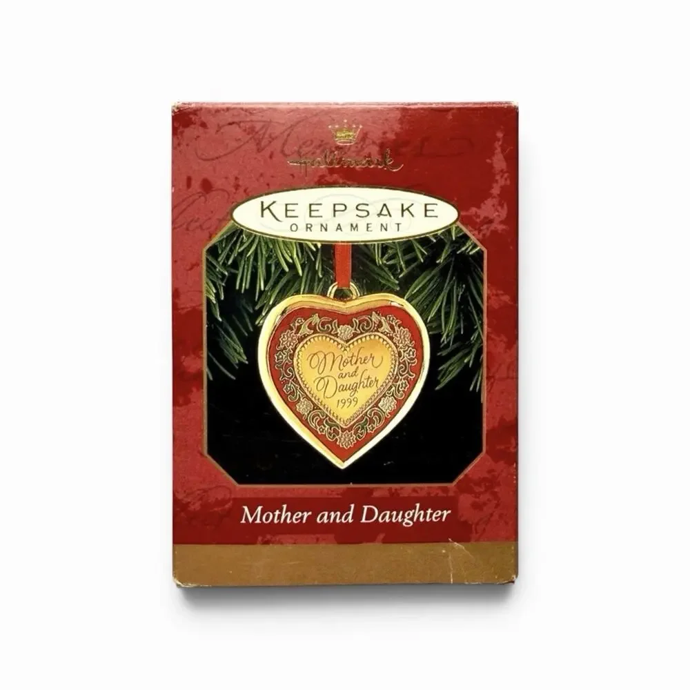 Vintage Hallmark Keepsake Mother and Daughter Heart Christmas Ornament 1999